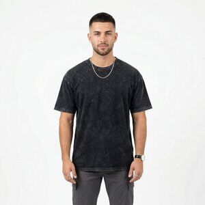 Black Washed HEAVYWEIGHT 225gsm 100% cotton Oversized Boxy T-shirt HIGH LEVEL HL
